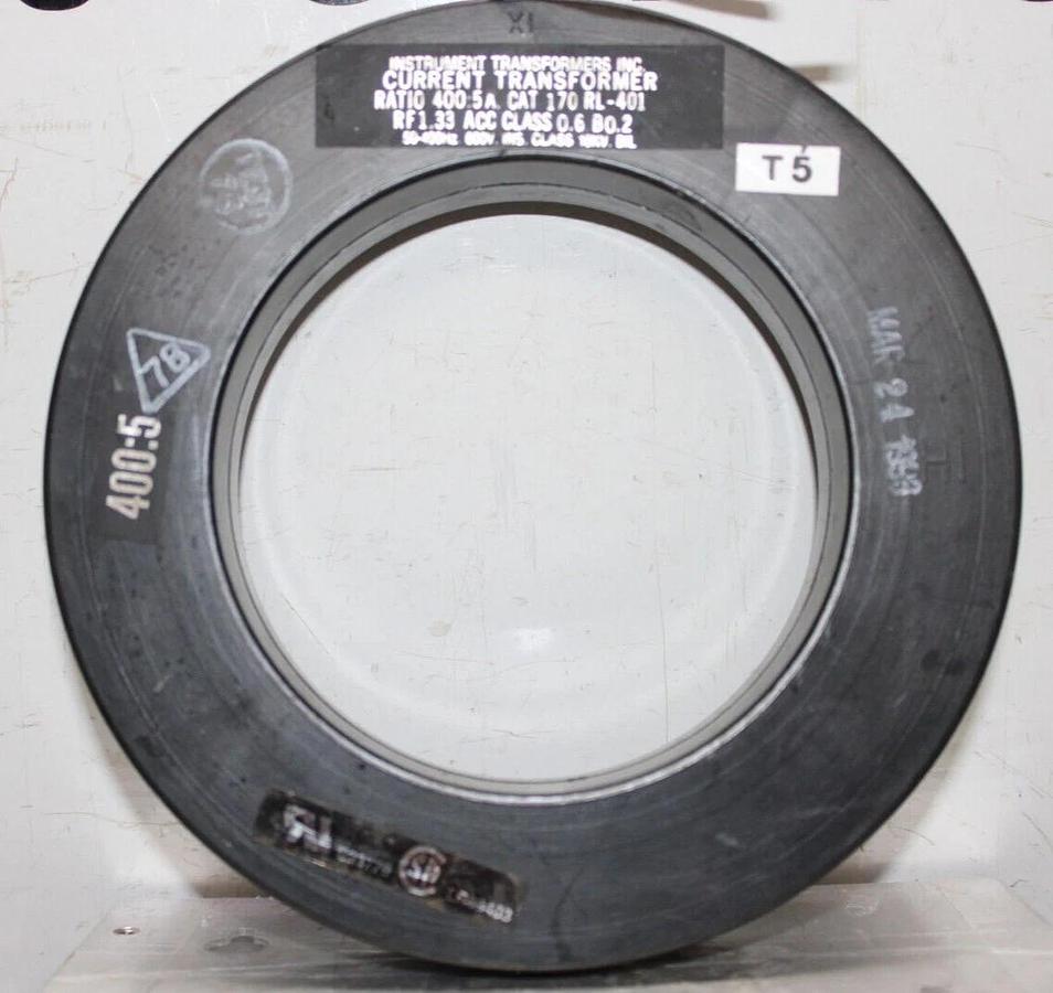 Used INSTRUMENT TRANSFORMERS CURRENT TRANSFORMER 170-RL-401 400:5 50-400HZ 600V
