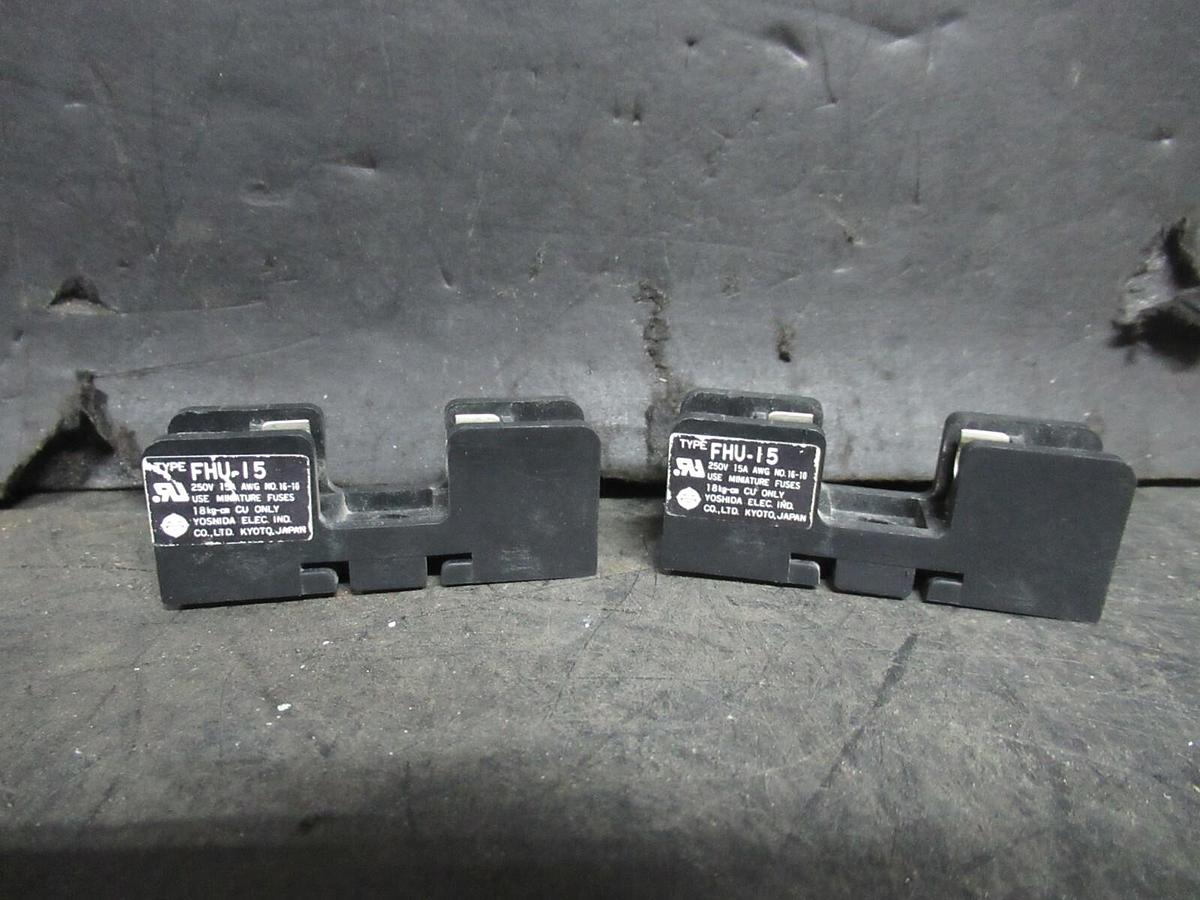 Used (LOT OF 2) YOSHIDA SINGLE FUSE LUG FHU-15 250 VOLT 15 AMP **WARRANTY INCLUDED**