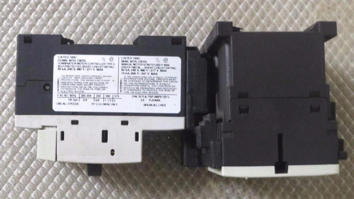 Used SIEMENS SIRIUS MOTOR START SET 1.8-2.5 AMP # 3RV1011-1CA15 W/ 3RT1016-1BB42 X 2