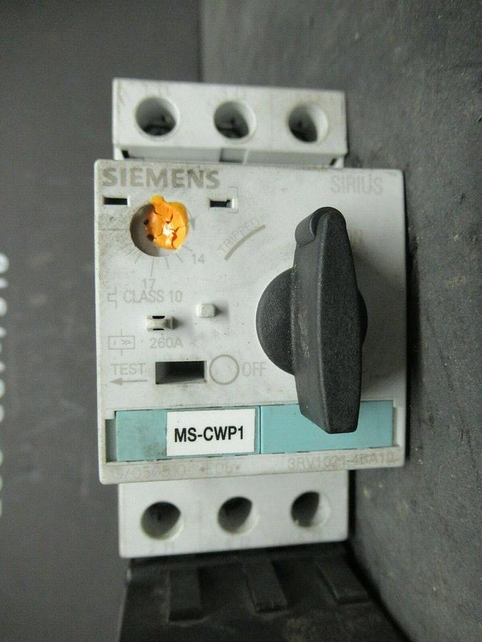 Used SIEMENS MANUAL MOTOR START 3RV1021-4BA10 600 VAC 20 AMP 20 HP