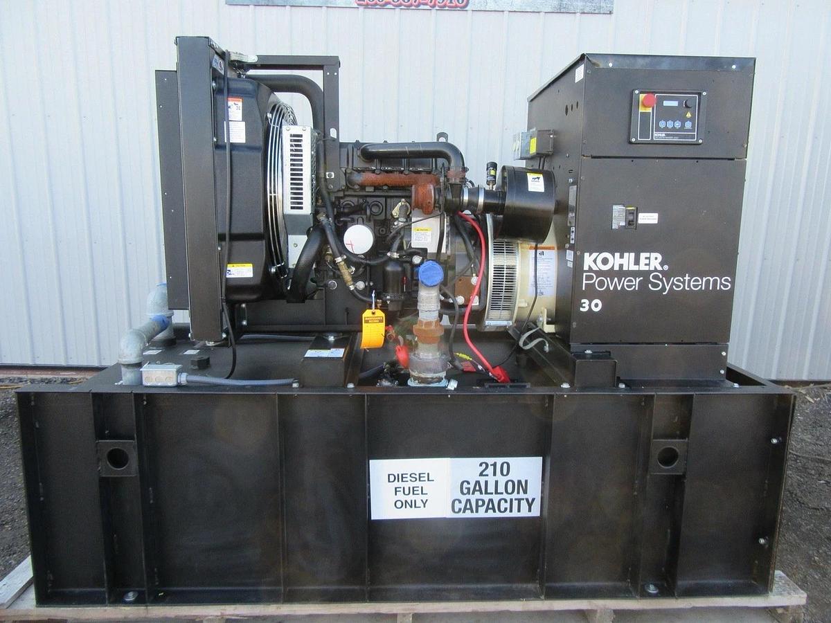 Used 30KW DIESEL GENERATOR KOHLER 120/240 VOLT 4024 JOHN DEERE 259 HRS SINGLE PHASE