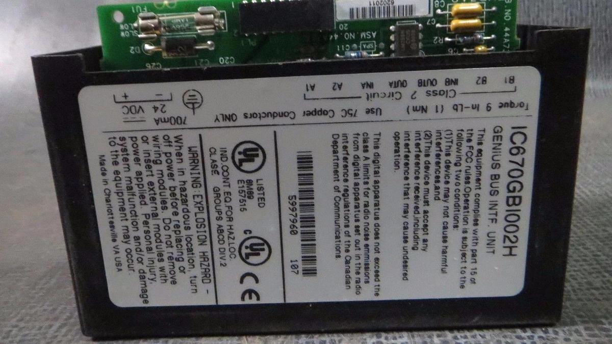 Used GE FANUC FIELD CONTROL GENIUS BUS INTERFACE MODULE IC670GBI002H *WARRANTY*