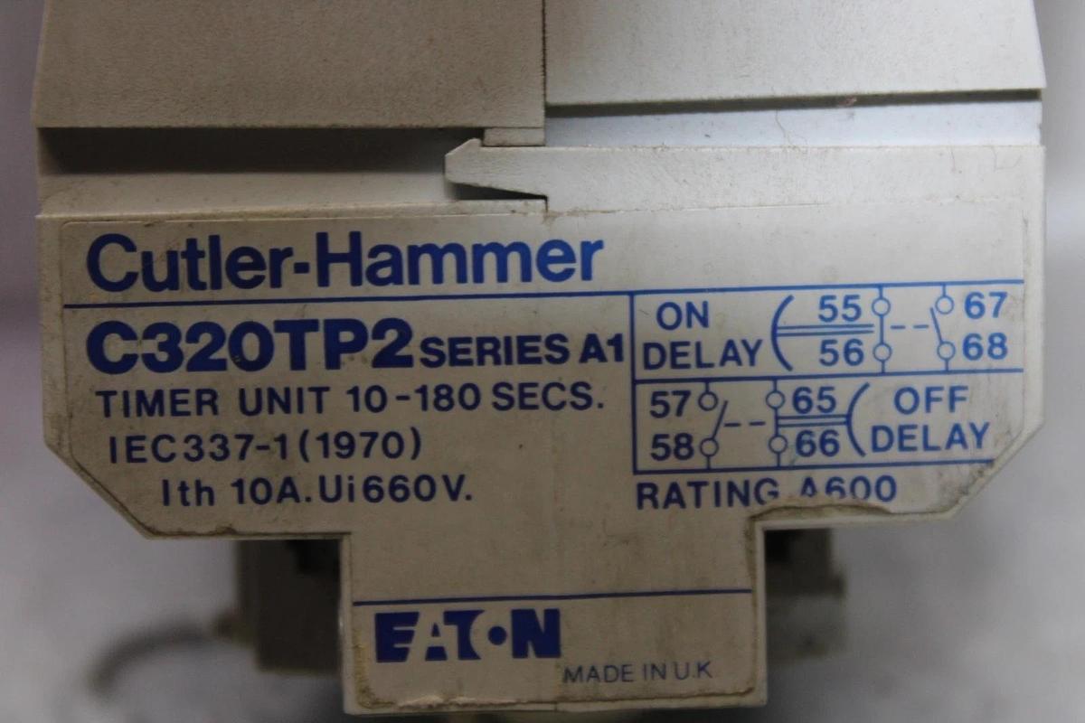 Used CUTLER HAMMER D15CR31 CONTACTOR W/ C320TP2 TIMING RELAY 10-180 SECOND
