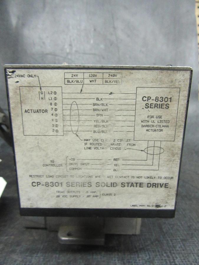 Used BARBER COLMAN MP-381-600-0-2 ACTUATOR 24V 2.2A 28W W/ CP-8301-024-1 DRIVE