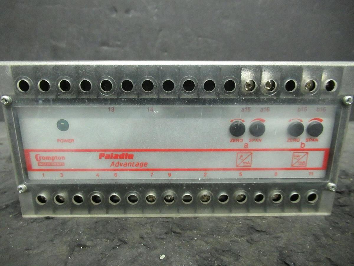 Used CROMPTON PALADIN ADVANTAGE INSTRUMENTS 256-XDMU TRIP TANSDUCER RELAY 120 VAC 5 A