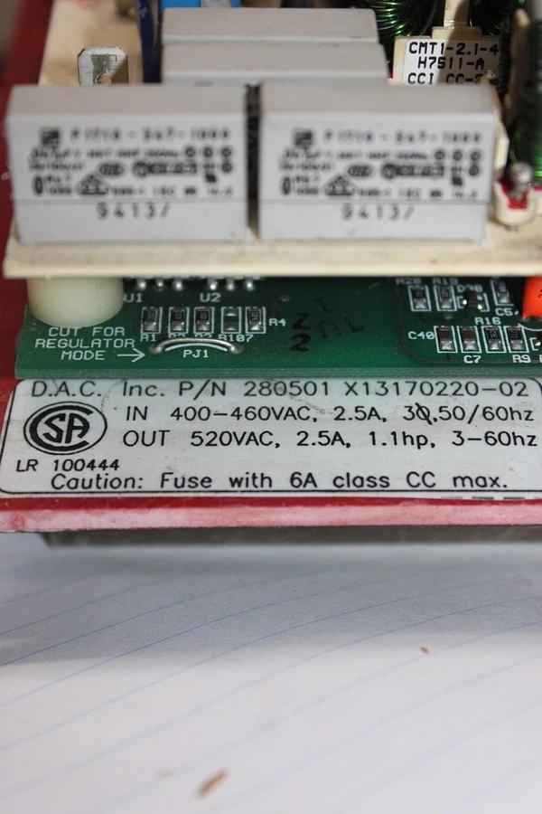 Used D.A.C. TRANE POWER SUPPLY RECTIFIER BOARD 280501 X13170220-02 460 VAC 2.5 AMP