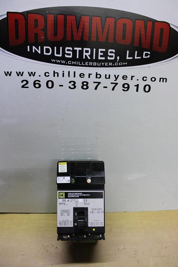 Used SQUARE D I-LINE CIRCUIT BREAKER FA34100 100 AMP 480 VAC 3-POLE **WARRANTY**