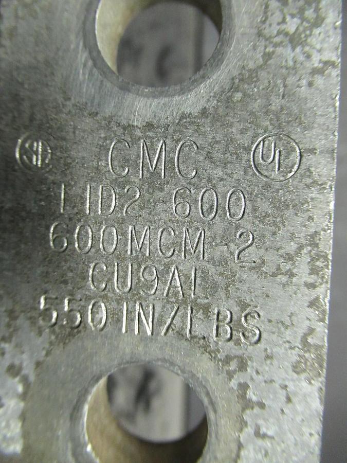 Used (3 QTY) CMC LID2-600 2 DOUBLE BARREL MECHANICAL CONNECTOR LUG TAP #2 - 600MCM