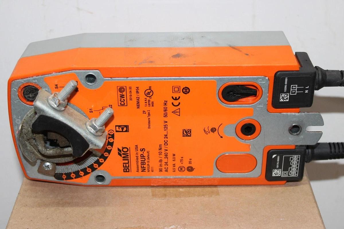 Used BELIMO DAMPER ACTUATOR NFBUP-S 240 VAC NEMA 2 9.5 VA 6 WATT 90 IN/LB