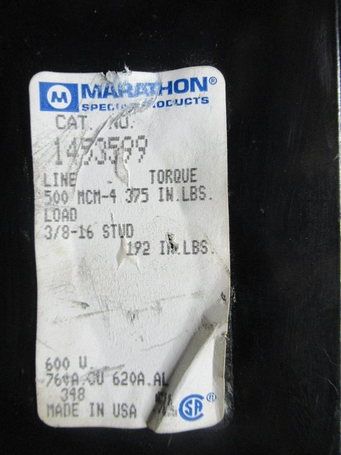 Used MARATHON DISTRIBUTION BLOCK 1453599 600 VOLT 760 AMP 3 POLE *WARRANTY INCLUDED*