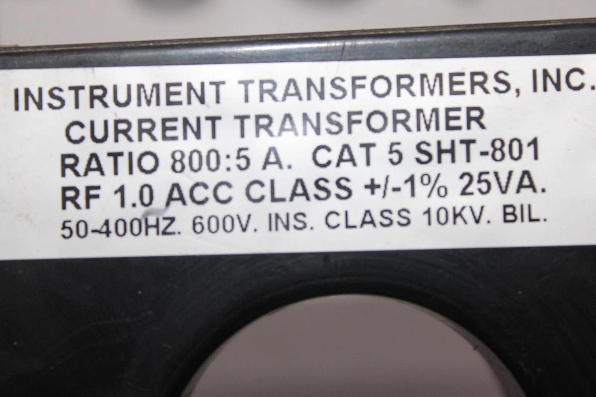 Used INSTRUMENT TRANSFORMER CURRENT TRANSFORMER 5-SHT-801 50-400 HZ 800:5