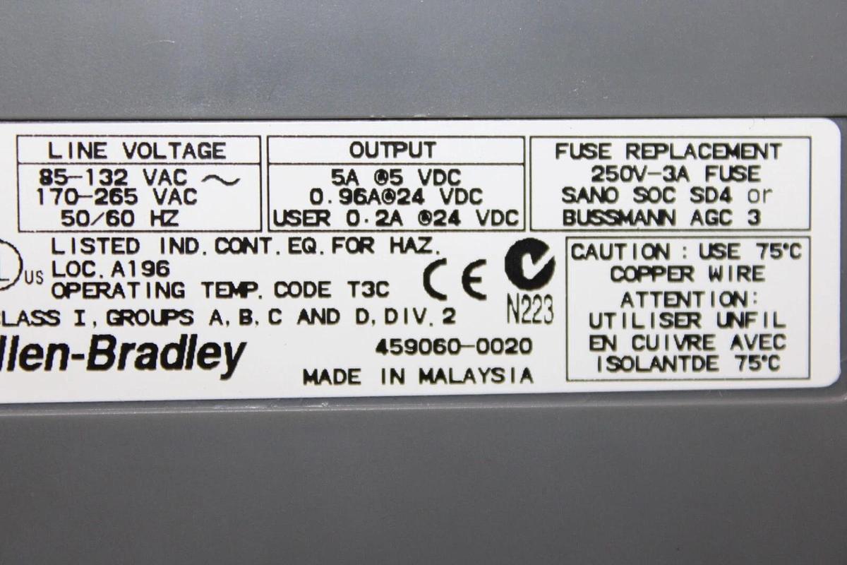 Used ALLEN BRADLEY SLC-500 POWER SUPPLY MODULE 1746-P2 SER. C  **WARRANTY**
