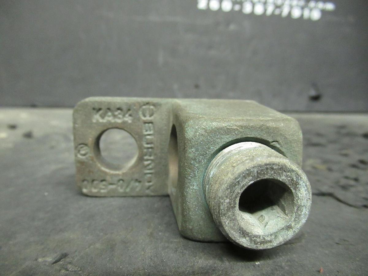 Used (3 QTY) BURNDY SINGLE BARREL CONNECTOR TERMINAL LUG SET 4/0 - 500 MCM KA34
