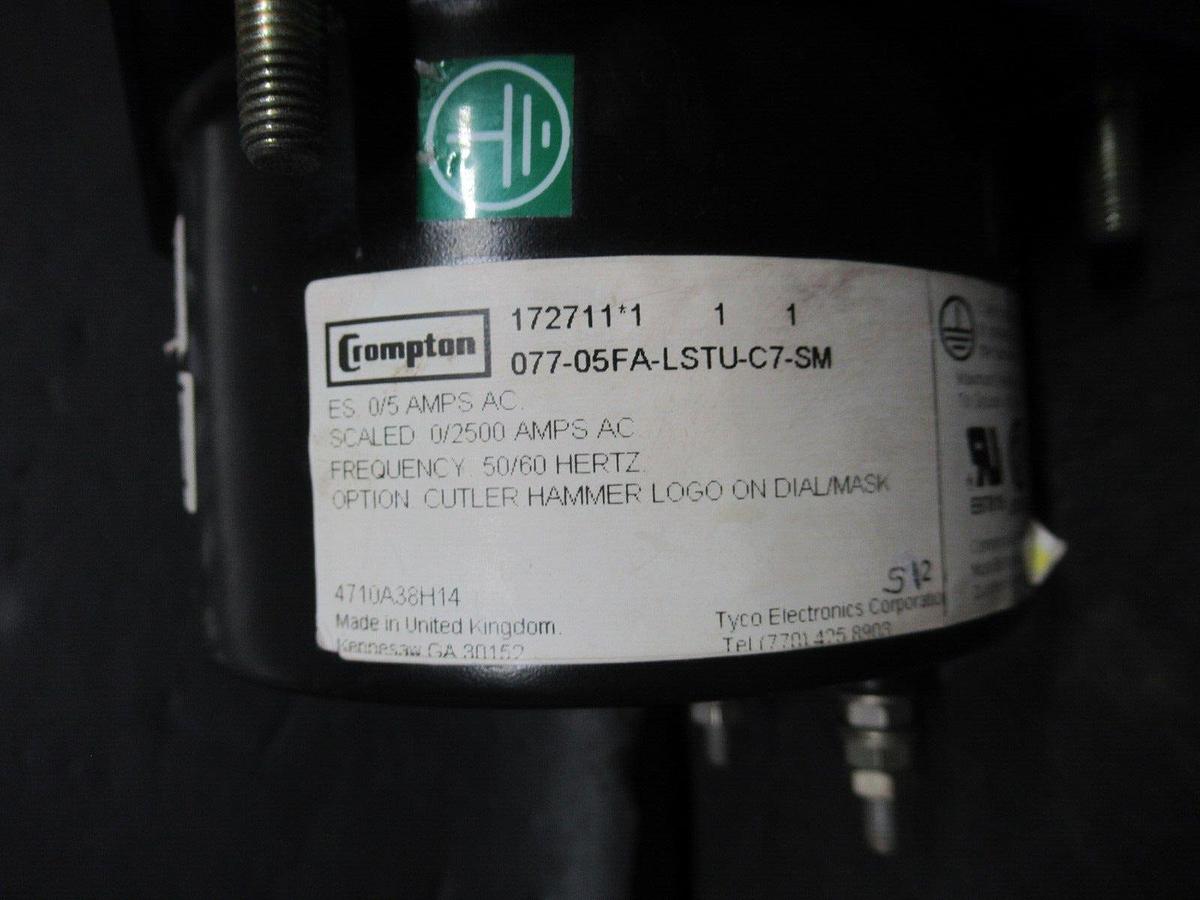 Used TYCO CROMPTOM AC AMPERAGE METER 077-05FA-LSTU-C7-SM 0-2500 AMP **WARRANTY**