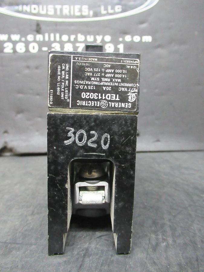 Used GE CIRCUIT BREAKER TED113020 20 AMP 277 VAC SINGLE POLE **LOT OF 4**