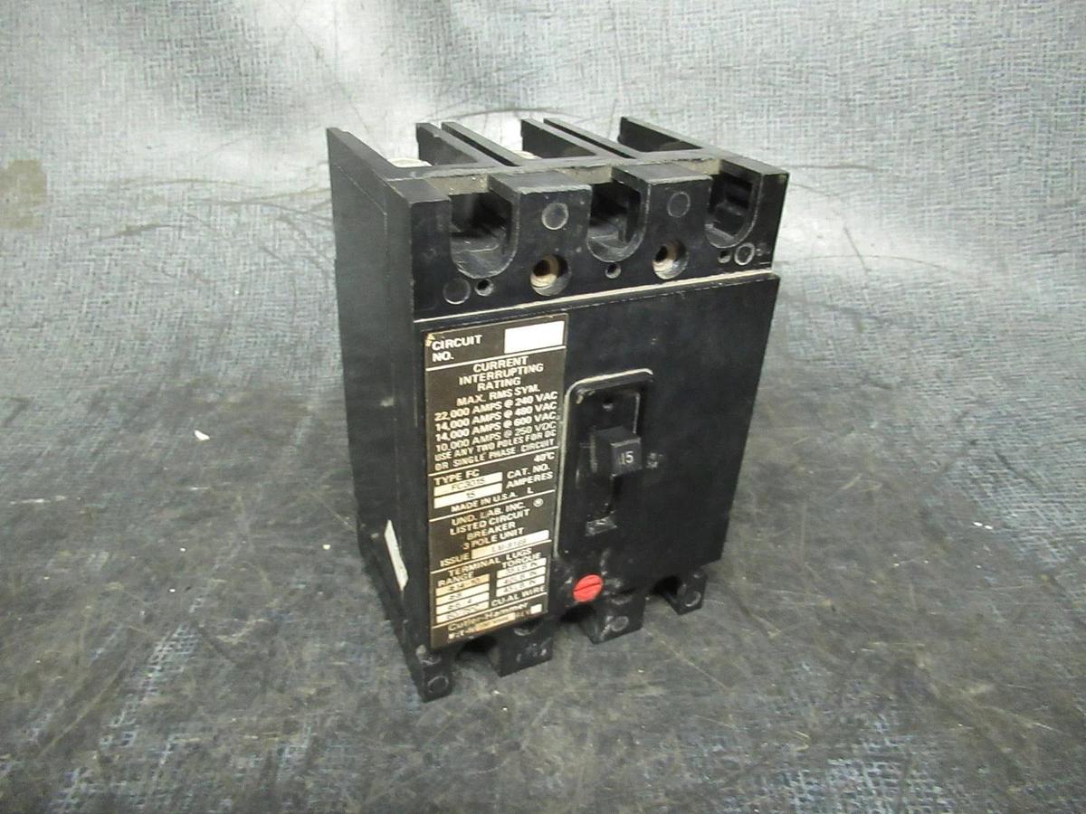Used CUTLER-HAMMER BREAKER FC3015 15A 600VAC 3-POLE 30-10595 **WARRANTY**