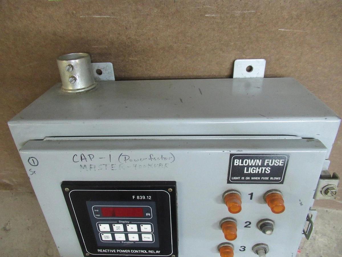 Used FRAKO REACTIVE POWER RELAY FUSE MONITOR CABINET F-839.12 SI77-412-2750