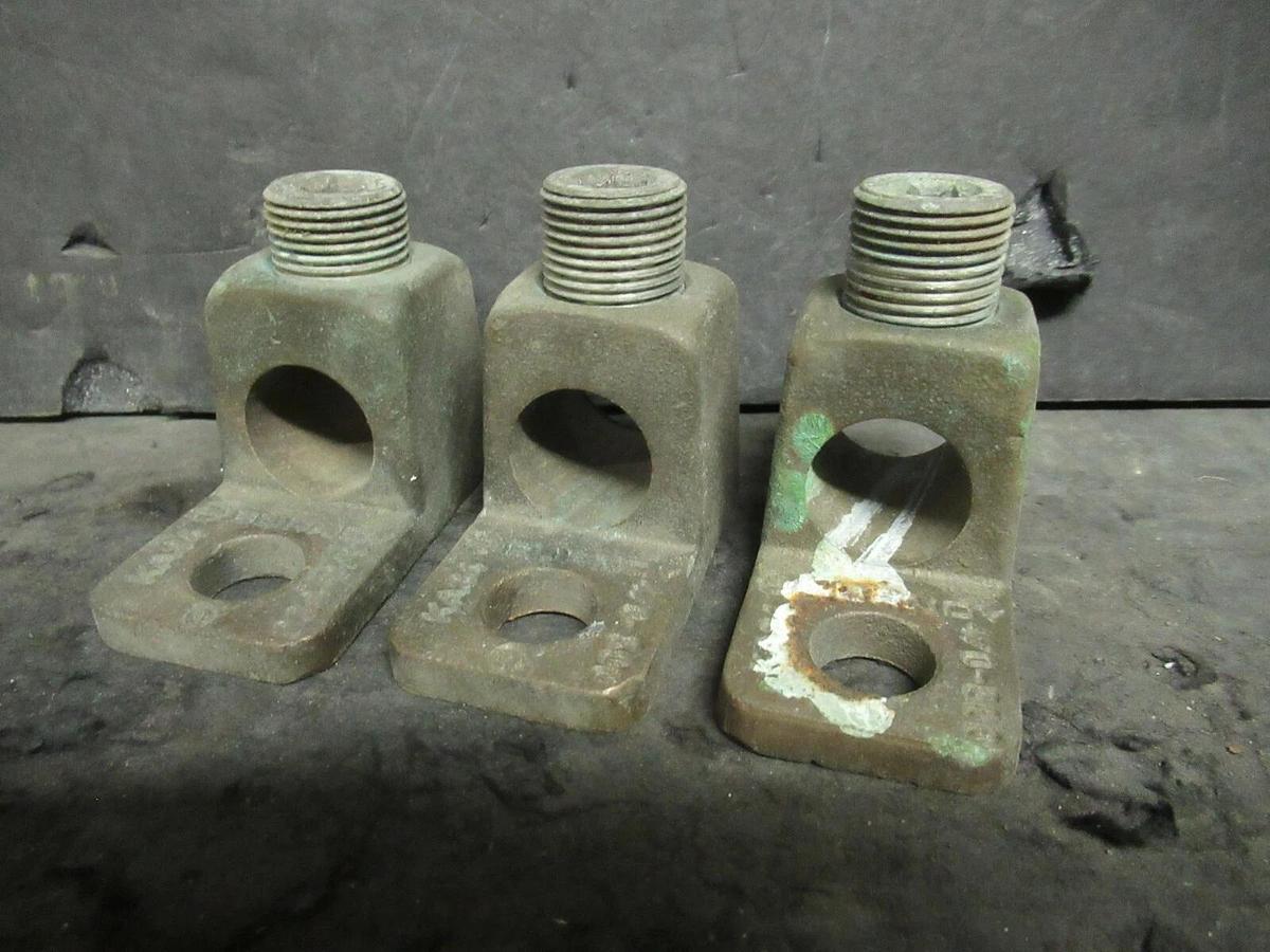 Used (3 QTY) BURNDY SINGLE BARREL CONNECTOR TERMINAL LUG SET 4/0 - 500 MCM KA34