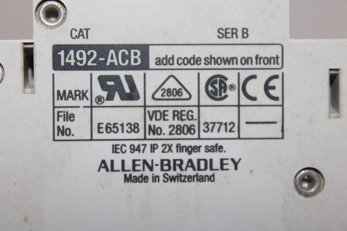 Used ALLEN BRADLEY CIRCUIT BREAKER 1492-ACB 277 VAC 6 AMP 2-POLE