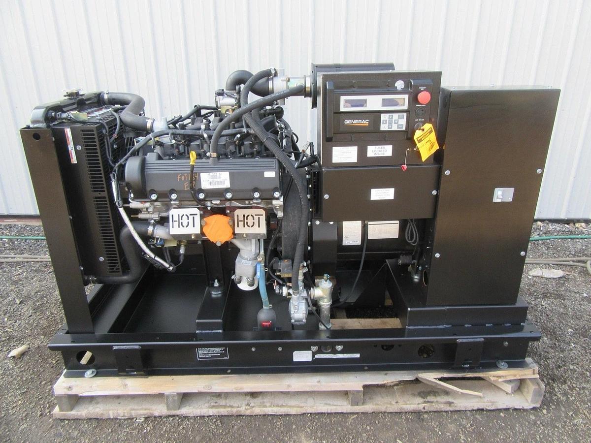 Used 35 KW GENERATOR GENERAC NATURAL GAS LP PROPANE 120/240 V 1 PH 30 KW 40KW 150 HRS