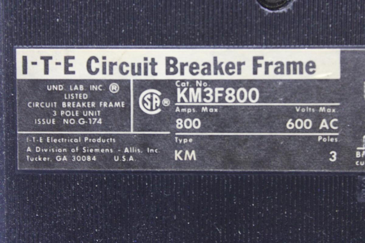 Used CUTLER HAMMER CIRCUIT BREAKER KDB3300W 300 AMP 600 VAC 3-POLE