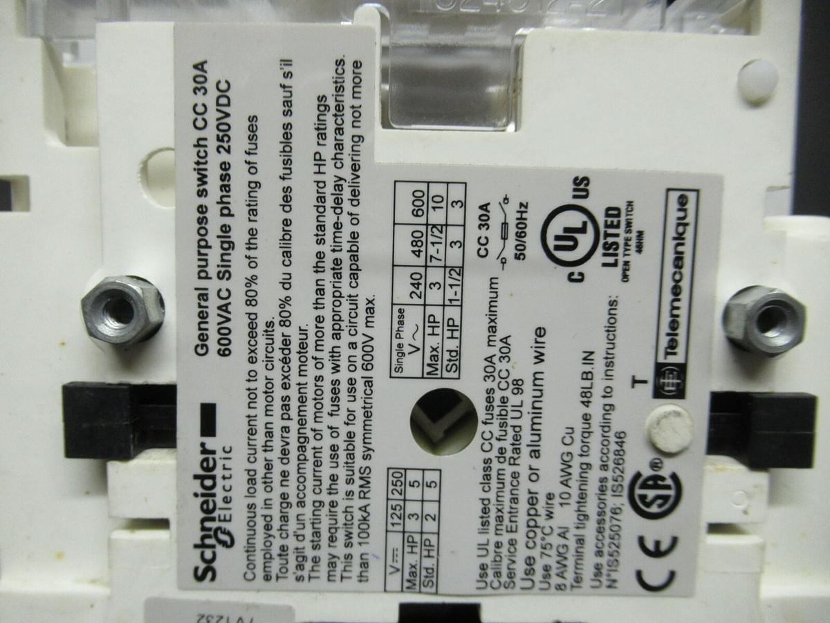 Used TELEMECANIQUE GS1 EERU 20 GENERAL PURPOSE SWITCH 30 AMP FLANGE MOUNTED
