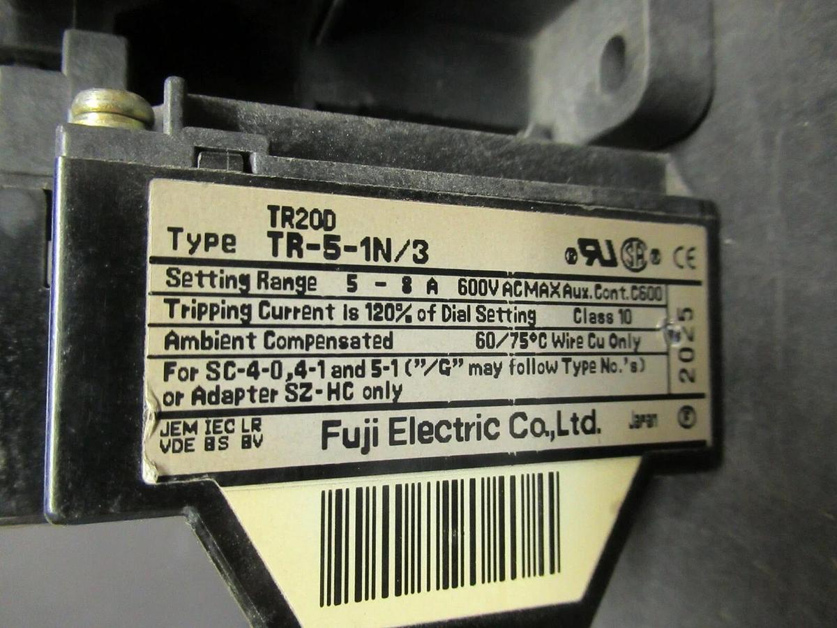 Used 20 AMP FUJI STARTER SC20AA 600 VAC 10 HP W/ TR20D OVERLOADS **WARRANTY**