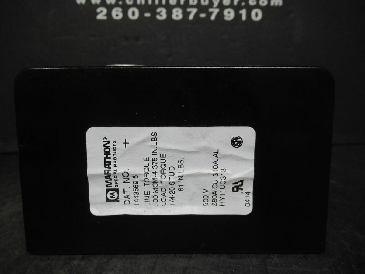 Used MARATHON DISTRIBUTION BLOCK 4443569-5 600 VAC 380 AMP **WARRANTY INCLUDED**