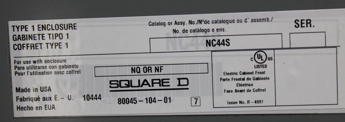 Used SQUARE D NQOD PANELBOARD 240 VAC 48 VDC 225 AMP 4W 3-PHASE 42-SLOT