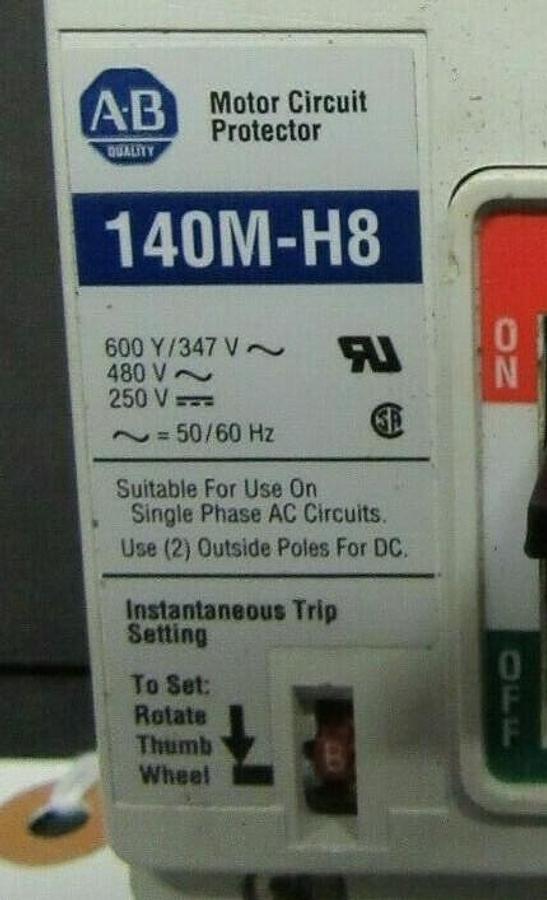 Used 50 AMP ALLEN BRADLEY BREAKER 140M-H8P-C50 SER. B 3 POLE 480 VAC **WARRANTY**
