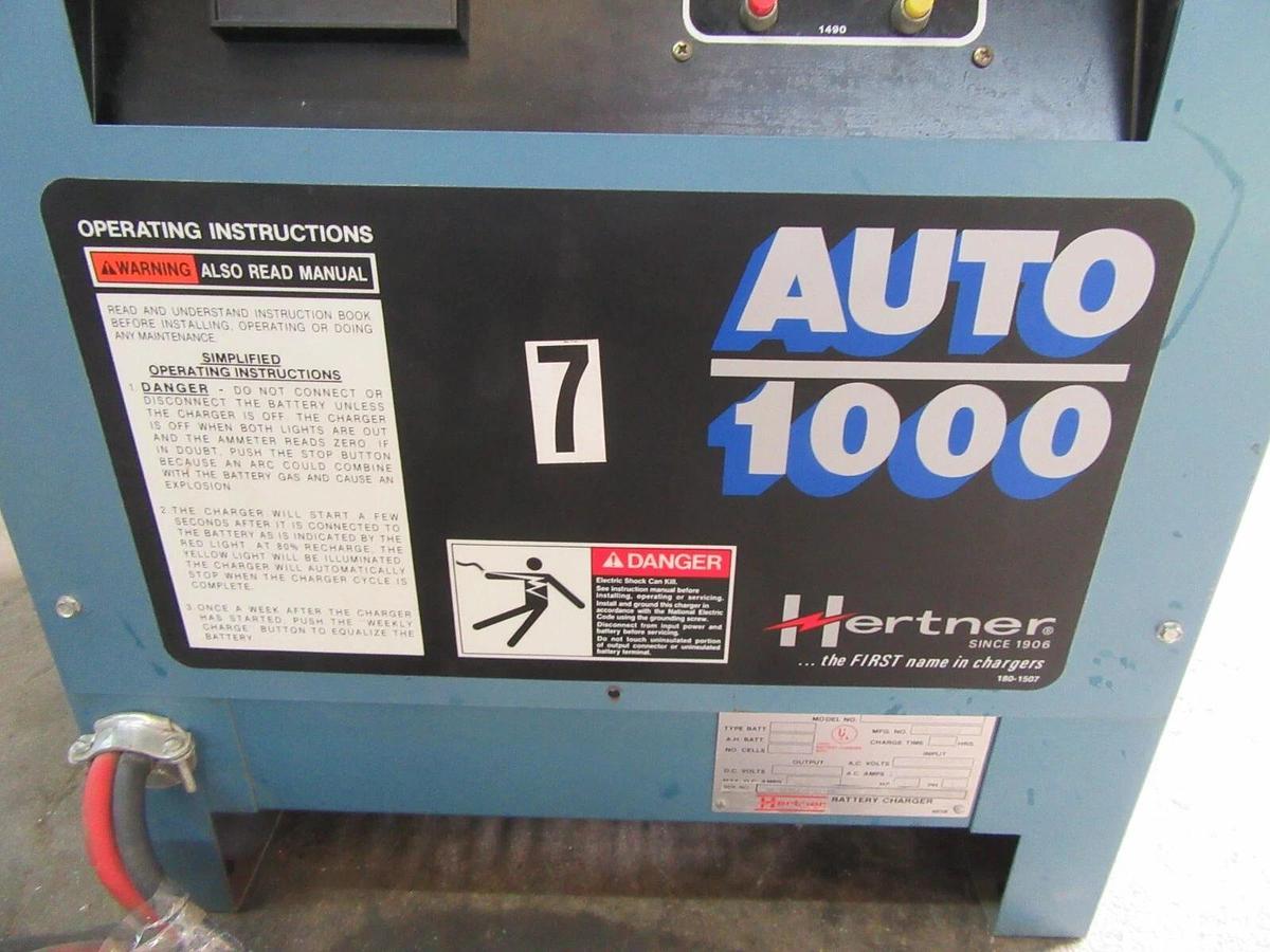 Used 24 VOLT HERTNER BATTERY CHARGER 73 AMPS 3SN12-380 208/240/480 V 3 PH 380 AH