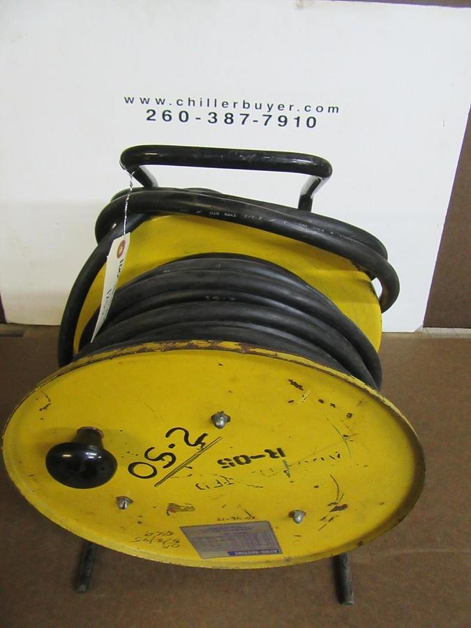 Used 100' 14/3 AERO-MOTIVE HW 34 ELECTRICAL POWER CORD WIRE REEL 15 AMP 120 VAC 1 PH