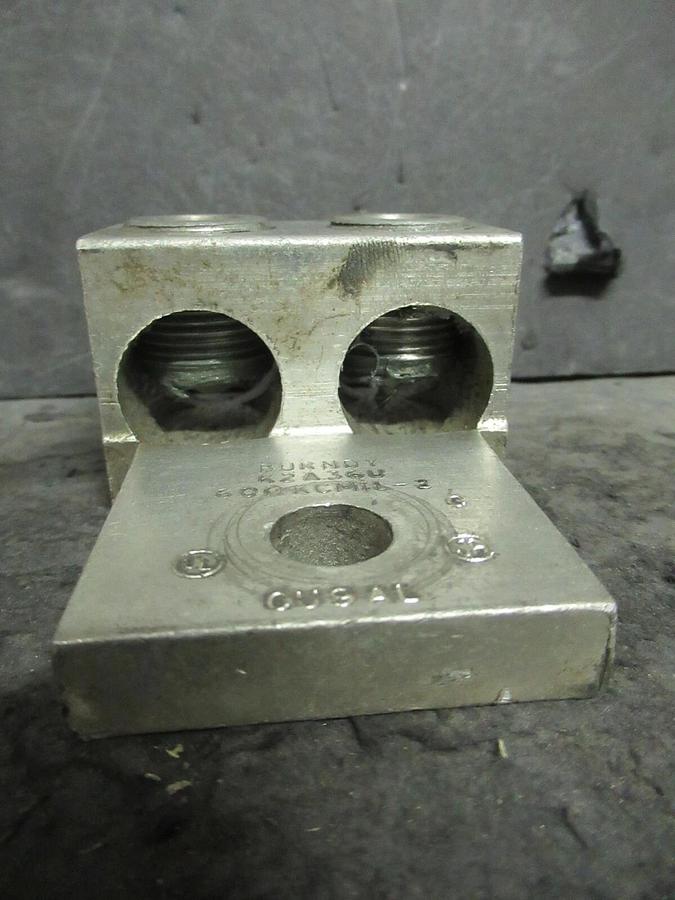 Used (3) QTY BURNDY K2A36U 2 (DOUBLE) BARREL MECHANICAL CONNECTOR LUG TAP 600MCM - 2