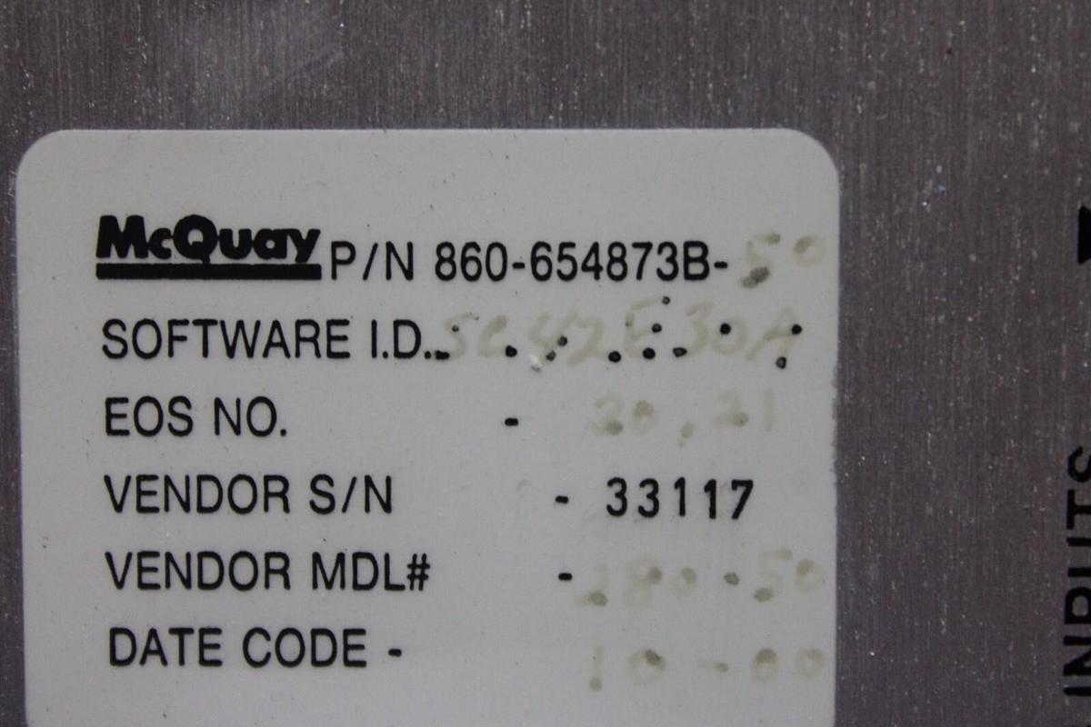 Used MCQUAY CHILLER CONTROL MODULE 860-654873B-50 005-000280-50 REV. H