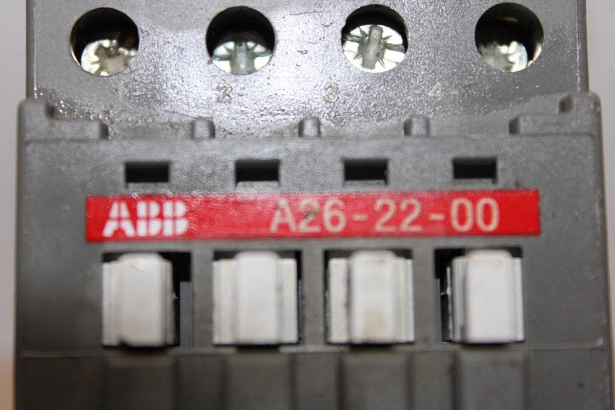 Used ABB CONTACTOR A26-22-00 45 AMP 600 VAC 3-POLE 3-PHASE COIL: 24V *WARRANTY*