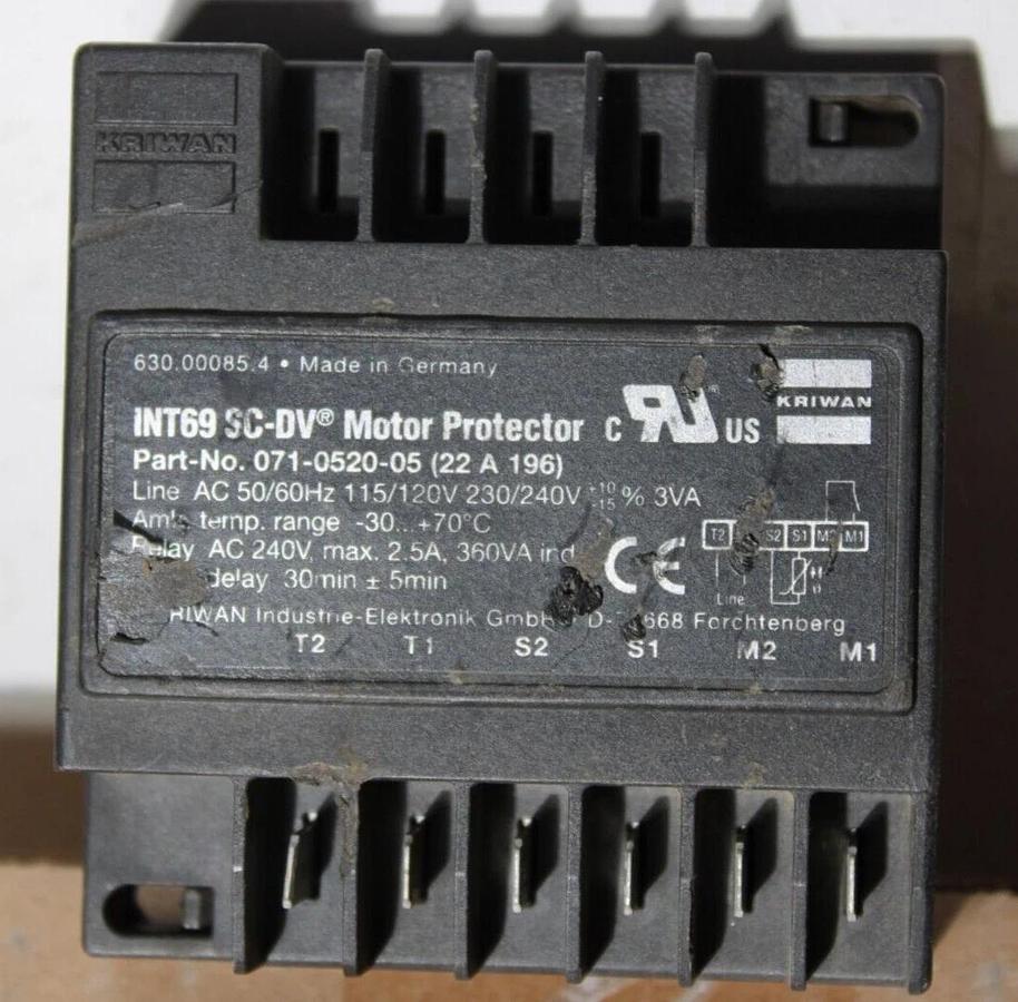 Used KRIWAN INT-69 SC-DV MOTOR PROTECTOR 071-0520-05 240V 2.5A **WARRANTY INCLUDED**