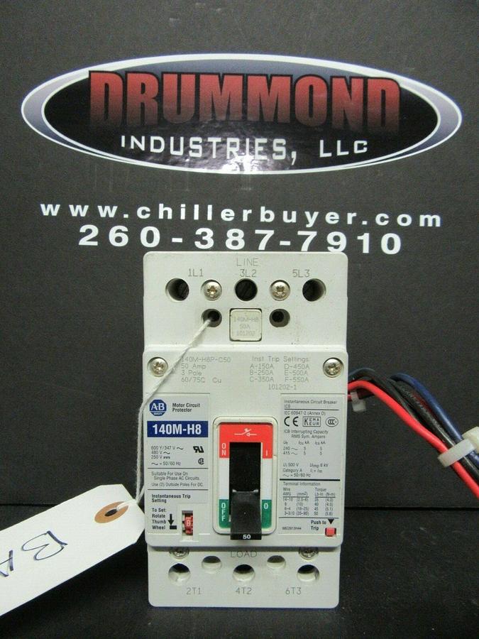 Used 50 AMP ALLEN BRADLEY BREAKER 140M-H8P-C50 3 POLE 600 VAC **WARRANTY INCLUDED**