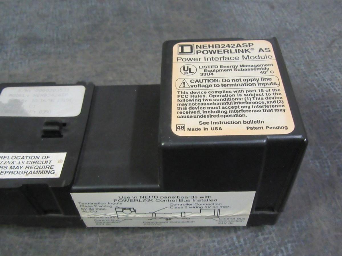 Used SQUARE D POWERLINK AS POWER INTERFACE MODULE BASE NEHB242ASP 240V PANEL NEHB