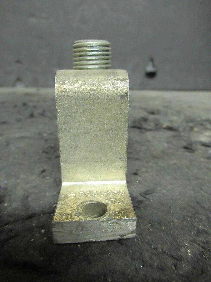 Used (2 QTY) BURNDY BGBL-250 1 BARREL MECHANICAL WIRE CONNECTOR LUG TAP #6 - 250KCMIL