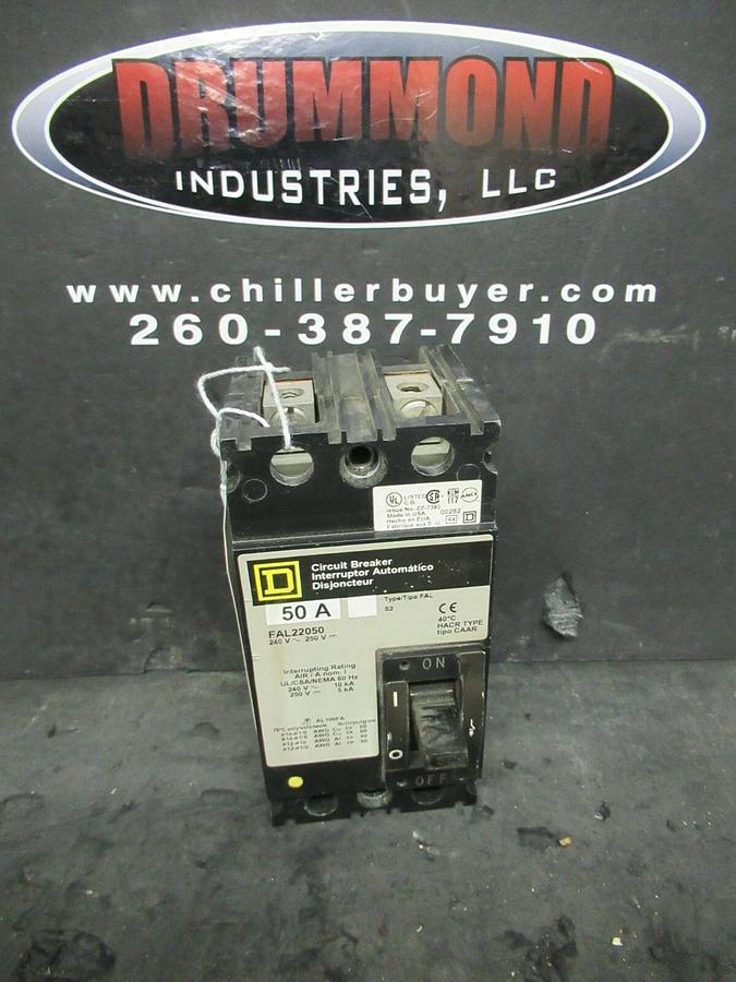Used SQUARE D BREAKER FAL22050 50 AMP 240 VAC 2 POLE W/ LUGS  **WARRANTY**