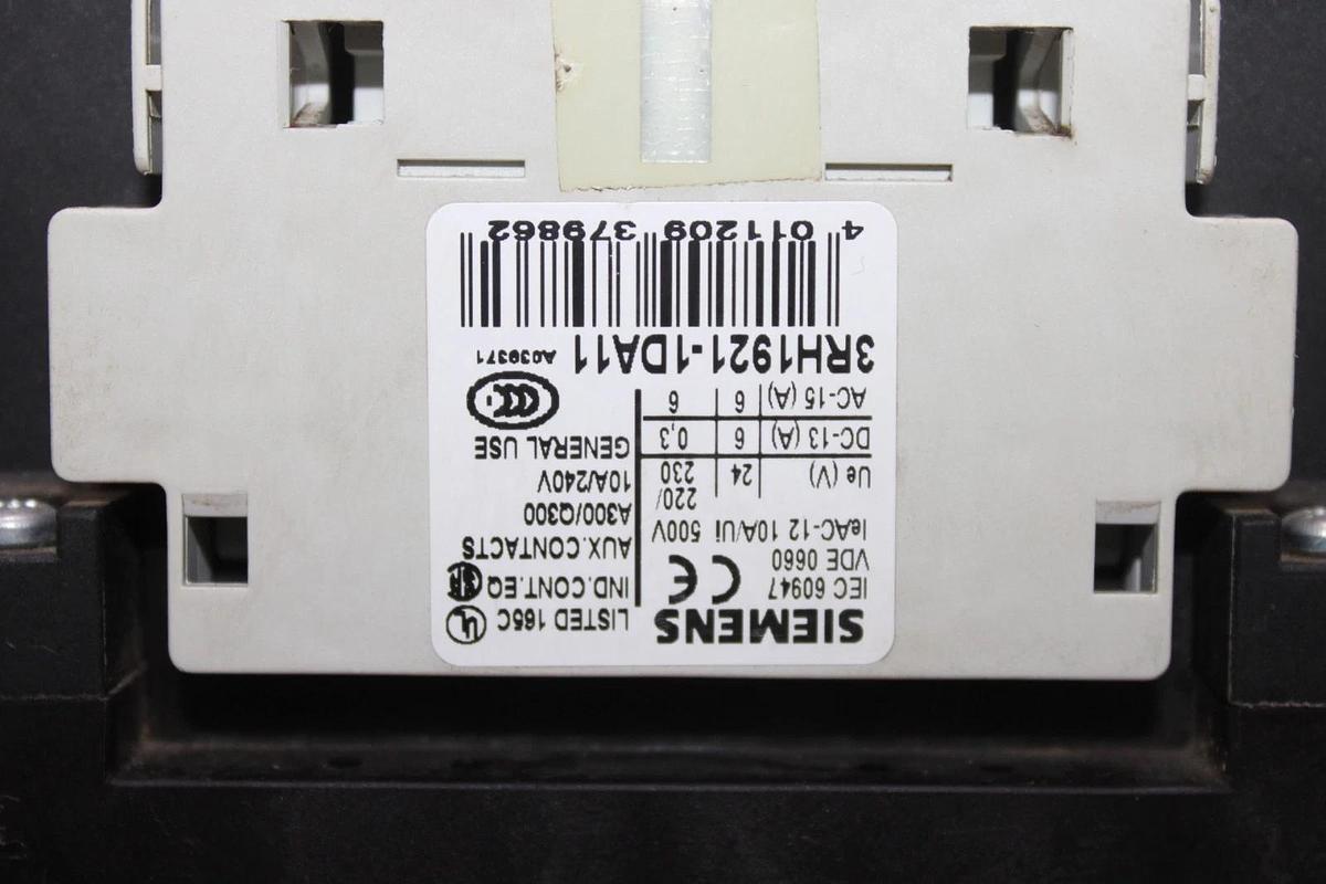 Used SIEMENS CONTACTOR 3RT1055-6...6 600 VAC 195 AMP 150 HP 3-POLE 3-PHASE COIL: 120V