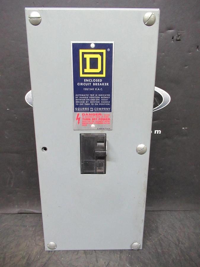 Used SQUARE D ENCLOSED CIRCUIT BREAKER QO2100N W/ QO2125 125 AMP 2-POLE 240 VAC