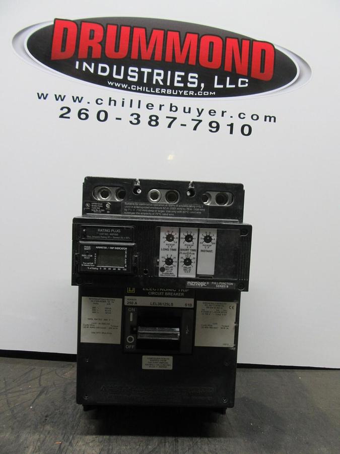Used SQUARE D CIRCUIT BREAKER LEL36125LS W/ ARP050 250A SENSOR 600 VAC MICROLOGIC LSI