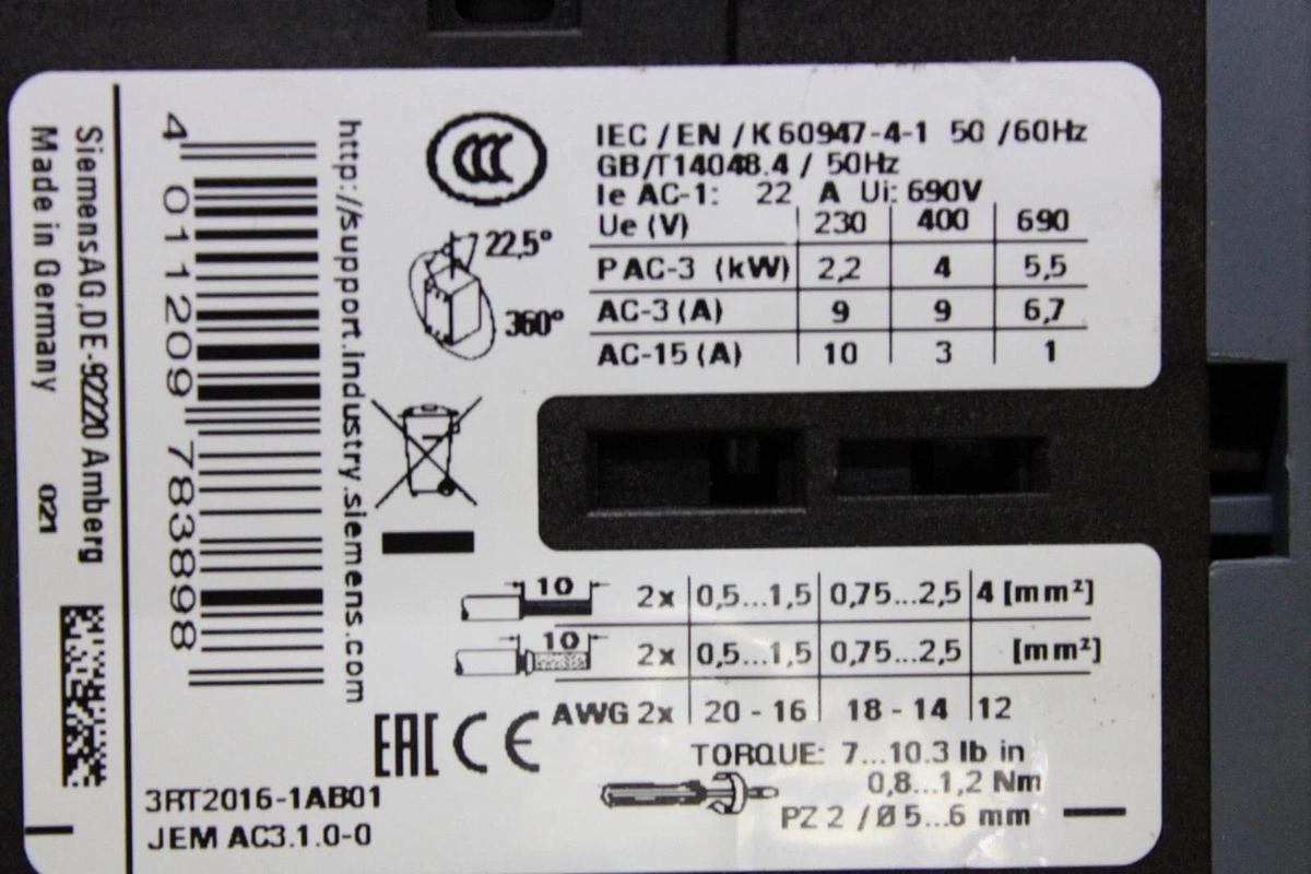 Used SIEMENS SIRIUS CONTACTOR 3RT2016-1AB01 W/ 3RA2811-1CW10 TIME DELAY RELAY