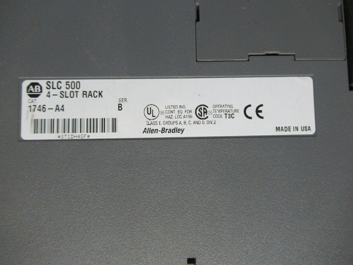 Used ALLEN BRADLEY SLC-500 1746-A4 4 SLOT RACK W/ 1746-P2 POWER SUPPLY **WARRANTY**