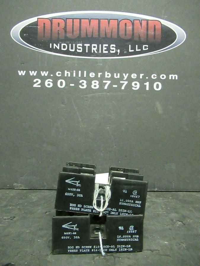 Used LOT OF 2 CONNECTRON FUSE HOLDER M632-66 FOR 30 AMP 600 V FUSES