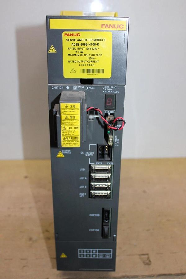Used FANUC SERVO AMPLIFIER MODULE A06B-6096-H106-R 230 VAC 9.1 kW 52.2 AMP 325 VDC