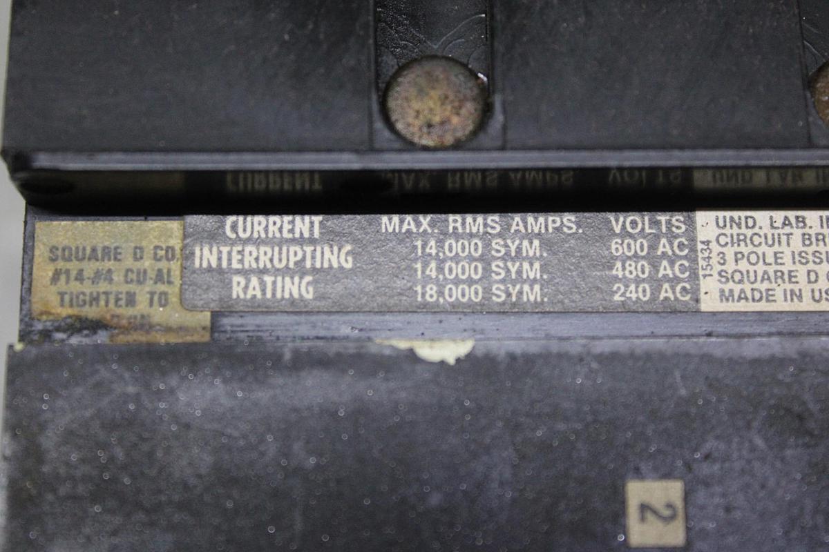 Used SQUARE D I-LINE CIRCUIT BREAKER KC34225 SERIES 2 225 AMP 480 VAC 3-POLE