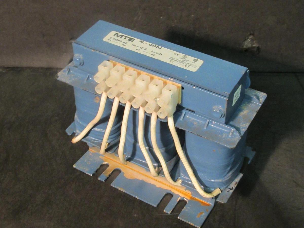 Used MTE CORPORATION 3 PH REACTOR CAT# RL-00803 P/N: 34HL 5.0 mH 8 AMP 600 V MAX