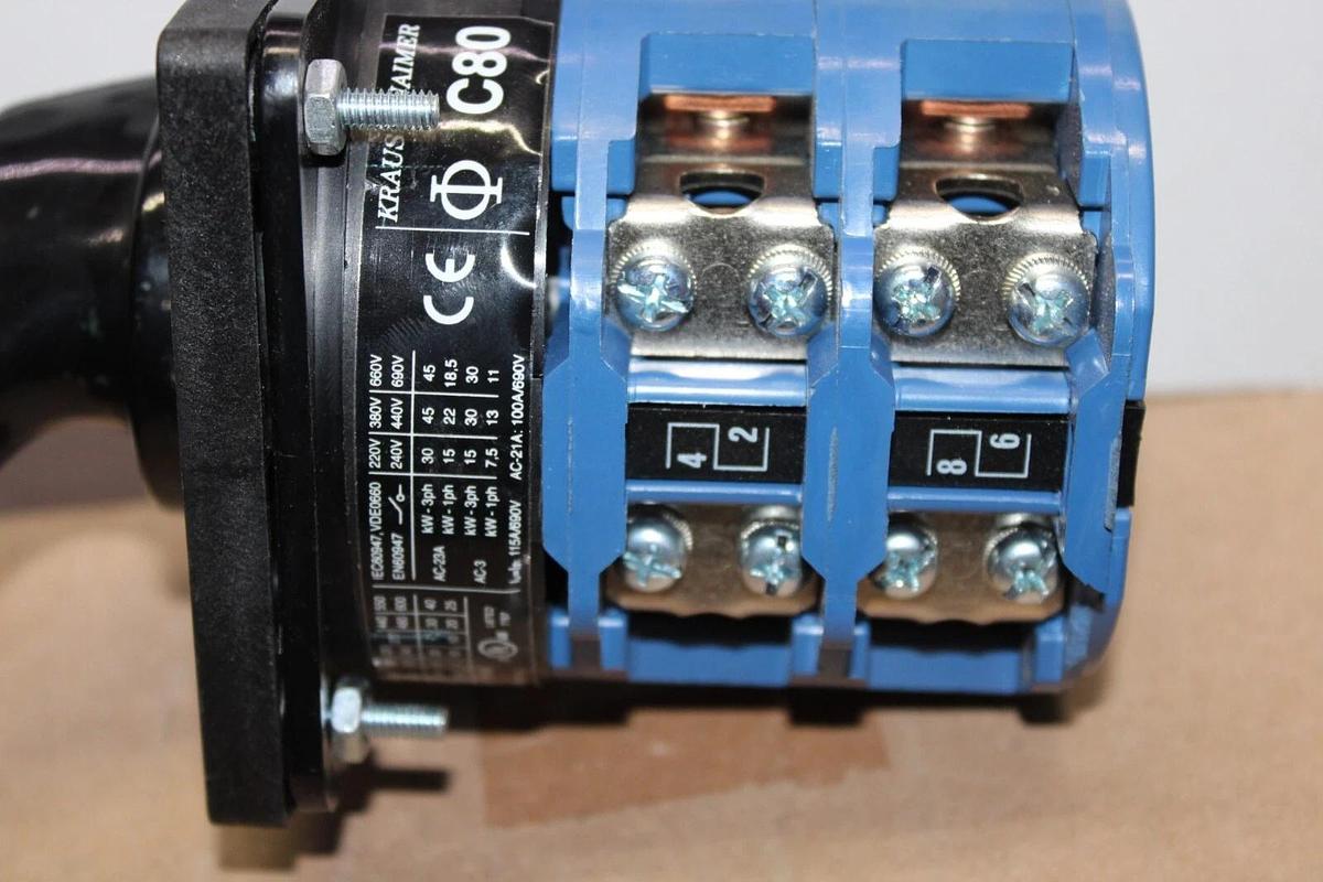 Used KRAUS & NAIMER 2-POSITION ROTARY SWITCH C80 100 AMP / 600VAC **WARRANTY**
